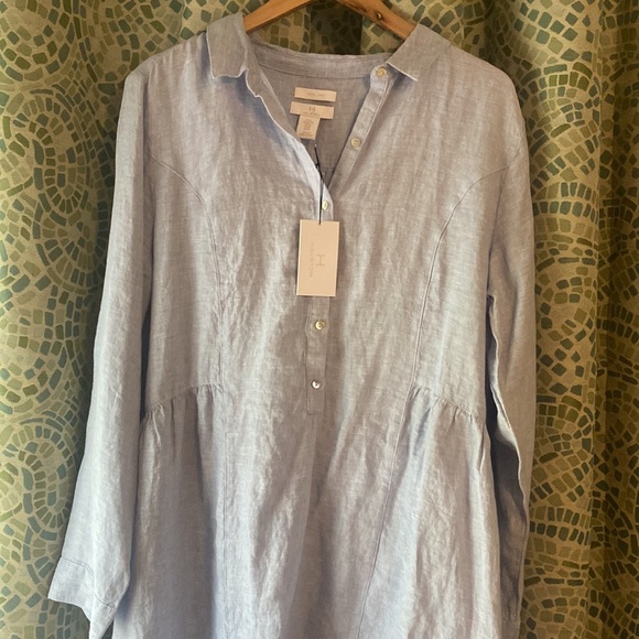 Halston Linen Collared Shirt Dress NWT XL - Picture 9 of 9